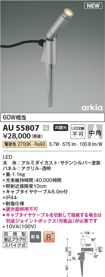 コイズミ照明　AU55807　LEDエクステリアスパイクスポット Σ