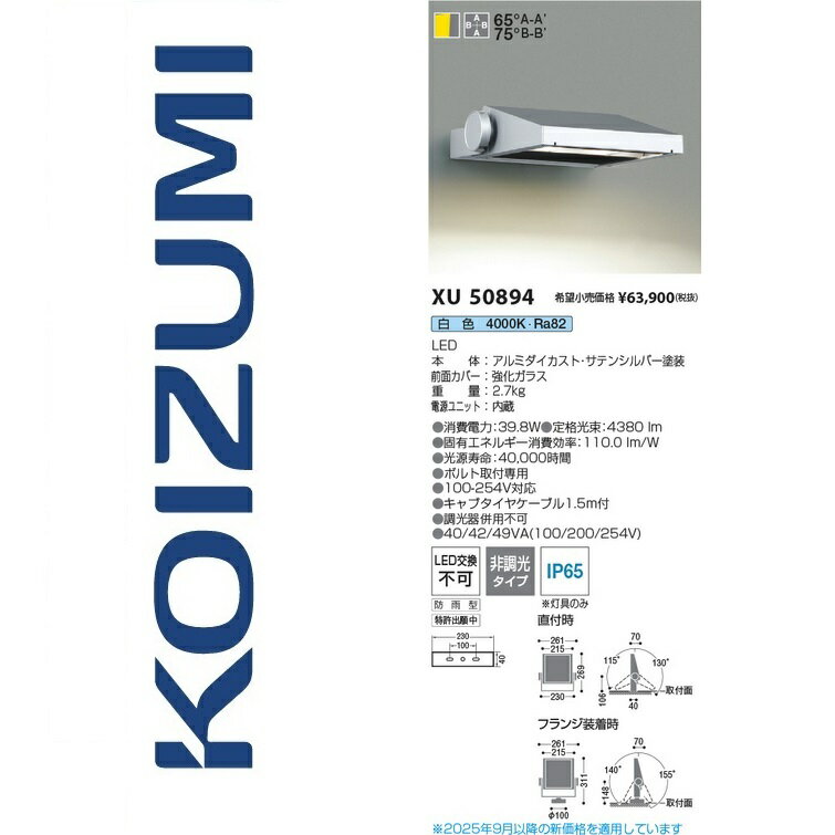 コイズミ照明　XU50894　エクステリアフラッドライト　Σ