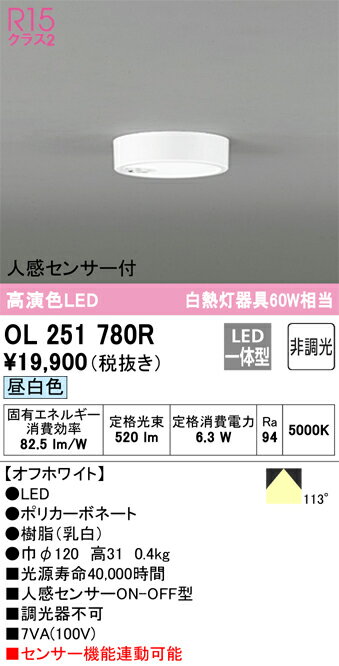 オーデリック　OL251780R　LEDシーリン