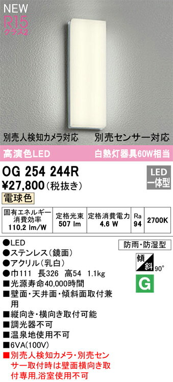 オーデリック　OG254244R　LEDポーチライト Σ