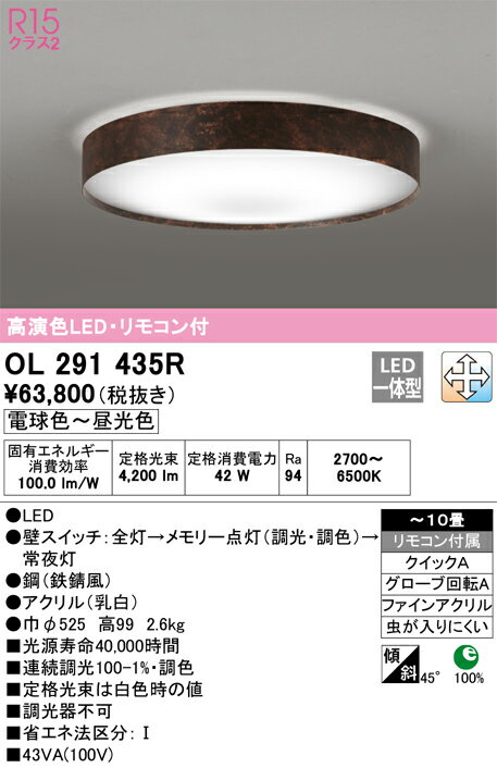 オーデリック　OL291435R　LEDシーリングライト Σ
