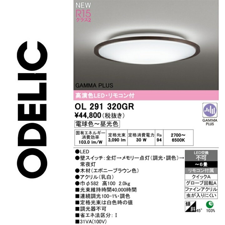 オーデリック　OL291320GR　LEDシーリング　Σ