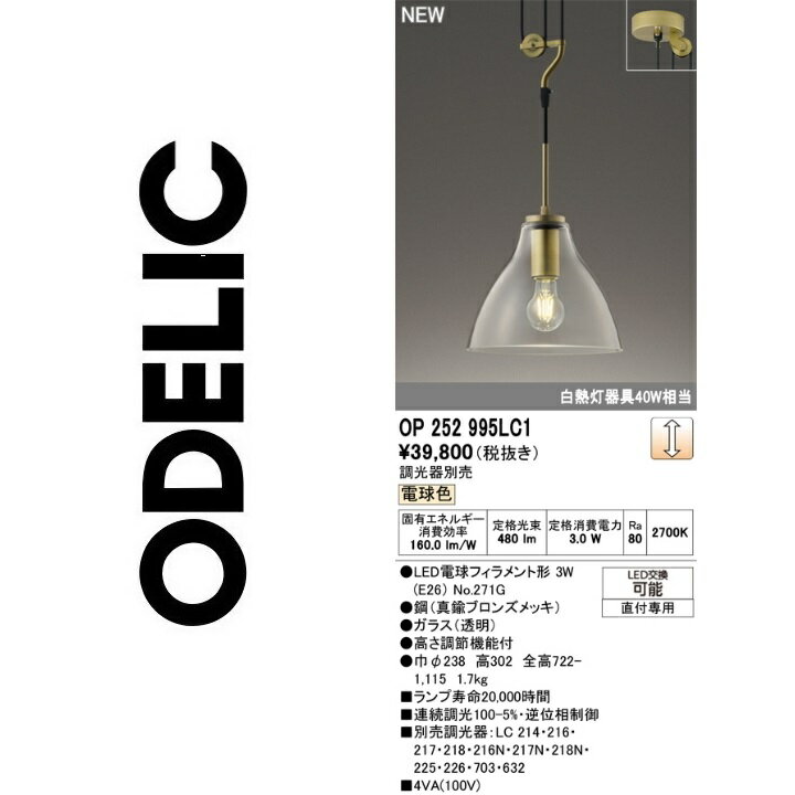 オーデリック　OP252995LC1　ランプ別梱包　Σ