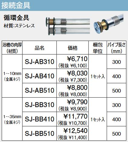 パーパス　SJ-BB510　循環金具 浴槽の肉厚1〜35mm(金属ネジ) パイプ長さ500mm 　⇒□
