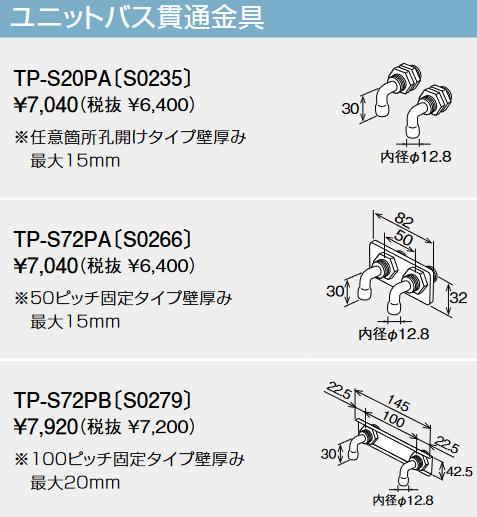 TP-S72PB　パーパス ユニットバス貫通金具 ⇒□