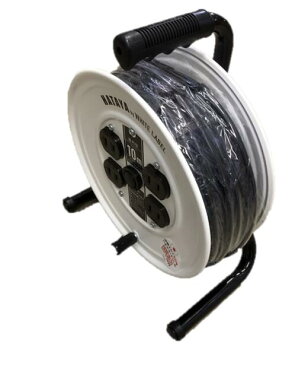 ハタヤ コンパクトリール ホワイト JS-101(W) 10m (幅225mm×奥行140mm×高さ280mm)コードリール 電工ドラム 延長コード HATAYA 白 アウトドア キャンプ