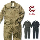 つなぎ ツナギ服 おしゃれ　レディース対応　GRACE ENGINEER`S グレースエンジニアーズ 通年作業服 つなぎ 作業着 つなぎ服 ツナギ 長袖つなぎ スタイリッシュ カジュアルツナギ メンズ 大きいサイズ おしゃれ GE-517 刺繍 ネーム刺繍