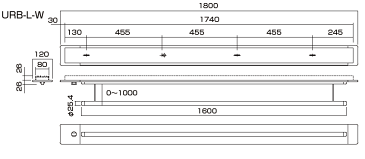 川口技研 室内用物干し ホスクリーン URB−L−W型 全長:1800ミリ 竿昇降式 天井埋め込み(先付け)タイプ ※大型品のため、配達日および配達時間帯の指定はお受けできません