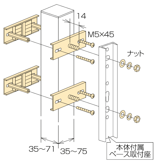 川口技研 腰壁用ホスクリーン上下式 支柱ハサミ付パーツ HP-2LP型×1袋 対応物干：対応物干：LP/EP/EPL/..