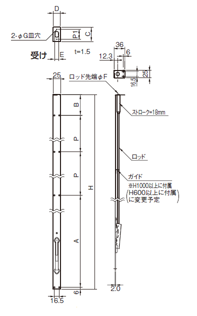 杉田エース　ACE　エース ロングフランス落　300　（高さ：298mm） 2