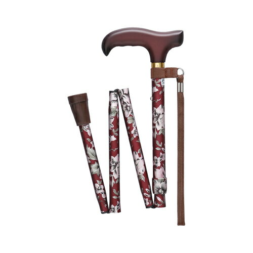 Fuji Home(フジホーム）Walking Stick(ステッキ・杖)WB3722ベーシック 折畳S花柄赤