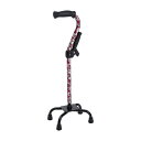 【送料無料】メーカー直送品Fuji Home(フジホーム）Walking Stick(ステッキ・杖)WB3801四点杖補助グリップ付花柄赤ステッキ つえ 杖軽量 おしゃれ 歩行器 介護杖 介護 歩行補助 立ち上がり補助 敬老の日 ギフト プレゼント 自立式