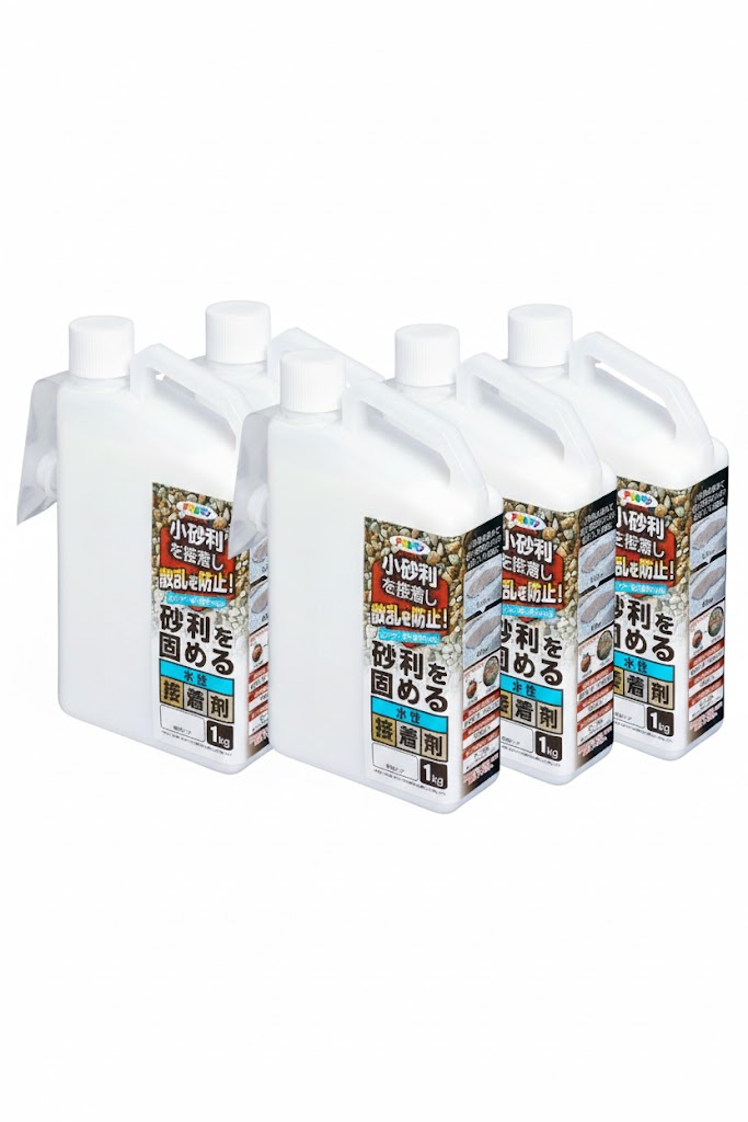 【5個セット】 【アサヒペン】砂利を固める水性接着剤 1L｜防草 ぬかるみ防止 飛散防止 固まる砂利 庭 駐車場 玄関 アプローチ DIY 水性タイプ ドライガーデン 溶岩石 ラバロック