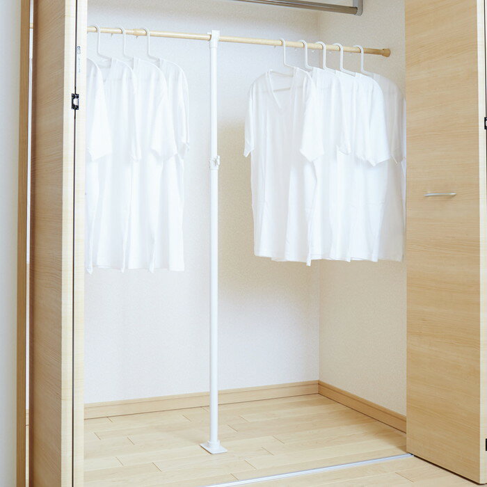平安伸銅強力ささえポール KSP-110 クローゼット用強力支え棒 ホワイト 取付寸法110〜190cm 外径34mm以下対応