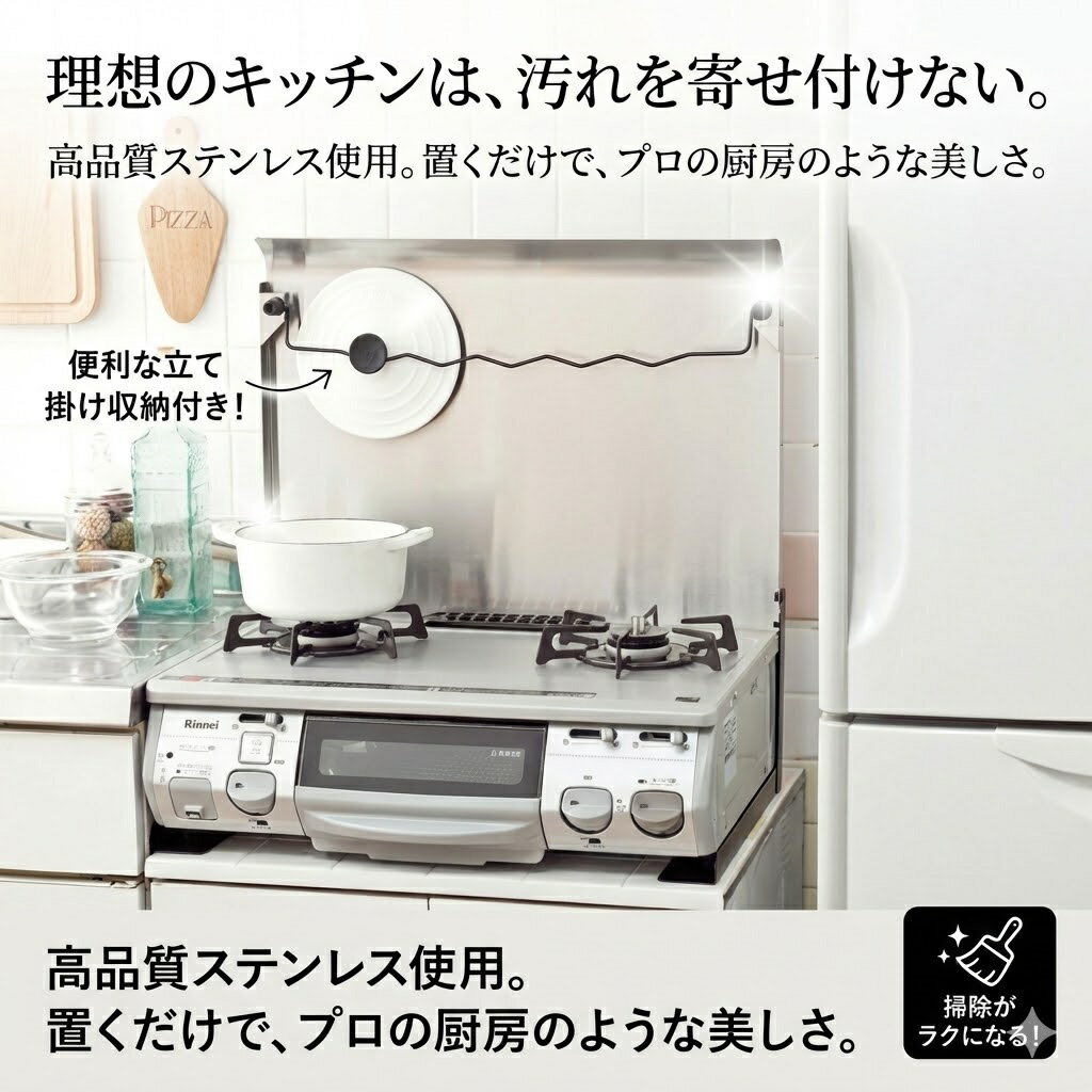 【日本製】池永鉄工 ガスコンロカバー IK-10S ステンレス 鍋フタキャッチャー付 コンロ上収納 作業台 ..