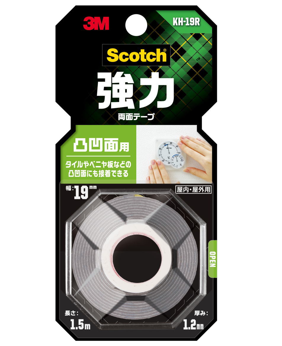 3M スリーエム スコッチ 強力両面テープ 凸凹面用 幅19mm×長さ1.5m KH-19R