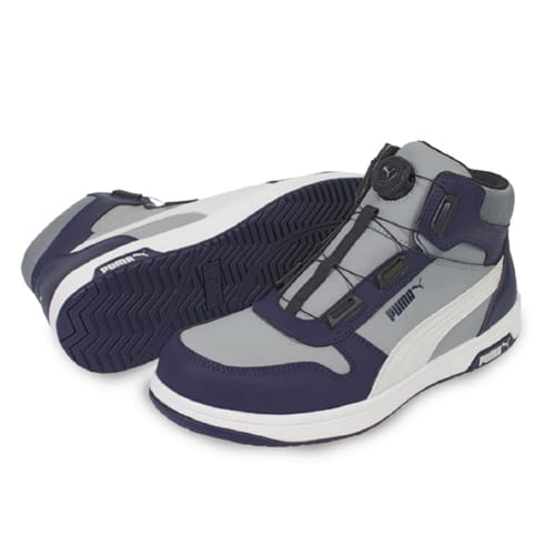 Rakuten - 【PUMA】安全靴No.63.221.0（グレー）FRONTCOURT DISC MID / HERITAGE フロントコート グレー ディスク ミッド セーフティシューズ PUMAプーマ 安全靴 作業靴 安全スニーカー