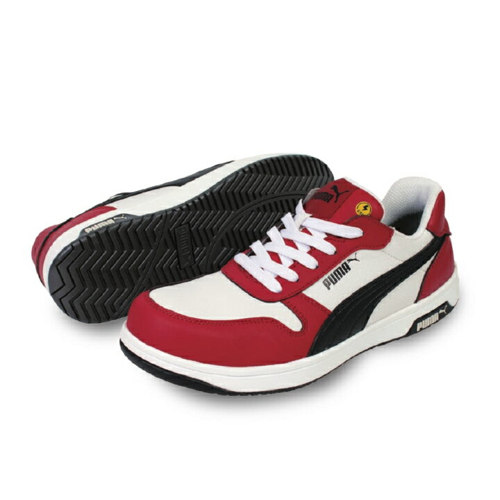 Rakuten - 【PUMA】安全靴No.64.208.0（赤）FRONTCOURT LOW / HERITAGE フロントコート レッド ロー セーフティシューズ PUMAプーマ 安全靴 作業靴 安全スニーカー25.0cm～28.0cm