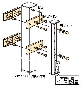 アルミ支柱・角柱へのお取付けパーツです。 対応機種 GP型・GPL型・HB型・HC型・HD型・HK型・LK型・EK型