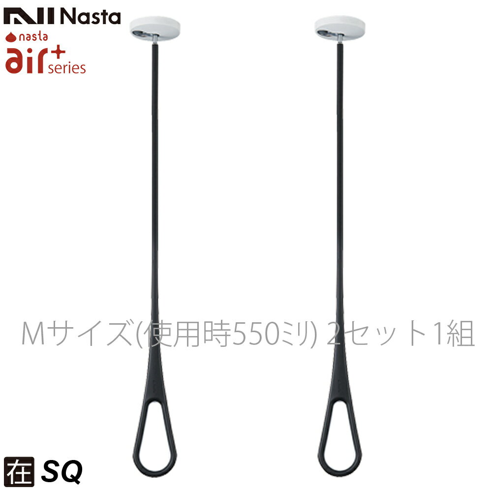 NASTA ナスタ KS-NRP020-MM-BKGR エアフープ 天井取付タイプ AirHoop ブラックxグレー Mサイズ（使用時全長550ミリ） 2本セット物干し 屋内用