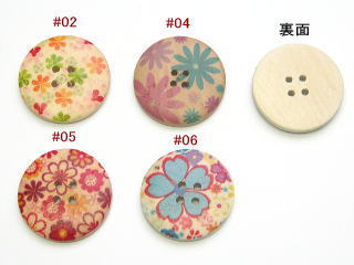 木ボタン-プリント柄30mmWBTM-4001302-30【DM便OK】