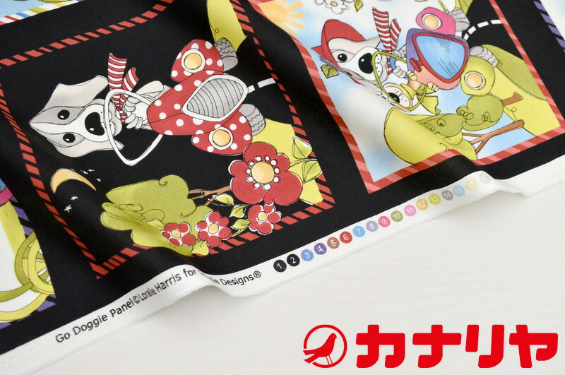 【パネル販売】loralieharrisロラライハリス綿GODOGGIEPANEL犬ロラリーusaコットン【メール便配送のみ・1回のご注文につき5パネルまで】【必ず数量1(1パネル)以上でご注文ください!】