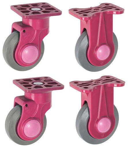 カナツー／KANATSU 静音キャスター RP-CO 100(G) RP-CW 100(G) （ピンク）自在・固定 各2個【PLA150／PLA200M1】シリーズ対応