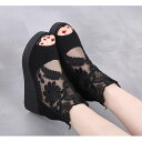 【楽天1位】ブーツサンダル 厚底サンダル レディース レース 花柄 サンダル ヒール6.5cm ヒールサンダル オープントゥ 疲れにくい 痛くない 歩きやすい サマーブーツ メッシュ 通気性 透け感 カジュアル 美脚 靴 パンプス オシャレ ブラック 3