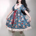 ロリータワンピース 猫柄 レディース 半袖 可愛い お姫様 ふんわり 女の子 日系女子中高生 ハロウィン衣装 ハロウィン 仮装 コスチューム 女性用 フリル 蝶...
