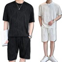 セットアップ メンズ 涼感 夏服 スウェット スポーツウェア 上下セット トップス 無地 半袖Tシャツ ズボン パンツ カジュアル ウエストゴム 夏物 ルームウ...
