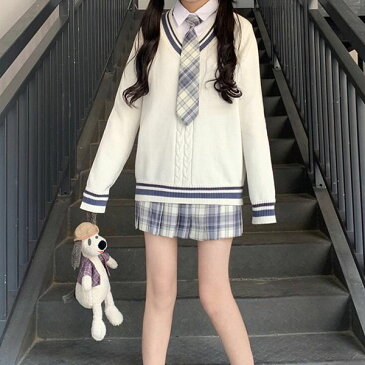 スクールセーター Vネック ニット トップス セーター 制服 学生服 スクール セーター リブ袖 配色 無地 ボーダー 長袖 防寒対策 ゆったり 暖かい ラインいり シンプル JK制服 入学 通学 中校生 高校生 学校 高校 女の子 レディース
