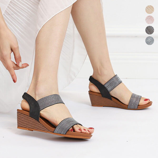 厚底サンダル ウェッジソール 厚底 レディース ストラップ ラウンドトゥ サンダル ワッフルチェック ヒ..