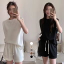 スポーツウェア 上下セット 2点セット スウェット レディース セットアップ 袖なし ジャージ tシャツ 半袖 ショートパンツ かわいい ゆったり ファッション...