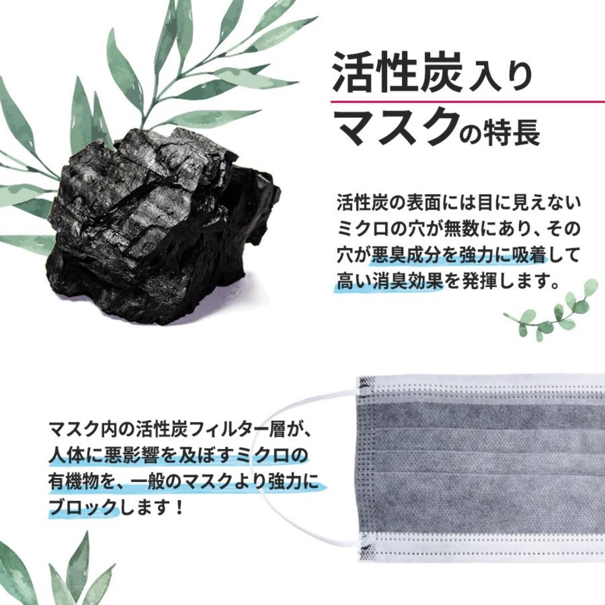 マスク 不織布 不織布マスク 活性炭 マスク 4層 50枚×2箱【100枚】 ふつうサイズ 使い捨て ふしょくふ ますく 高品質 BFE PFE 花粉 99%カット マスク ニオイ におい グレー カラー 送料無料