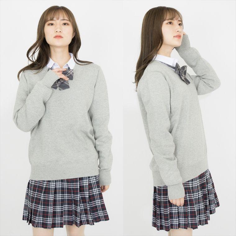 金澤ベース 楽天市場店の【全品5%ポイント】スクールセーター 女子 秋冬 制服 中学生 高校生 学生服 セーター 無地 綿100% vネック スクール ニット 洗える 学生 通学 レディース｜アングル2