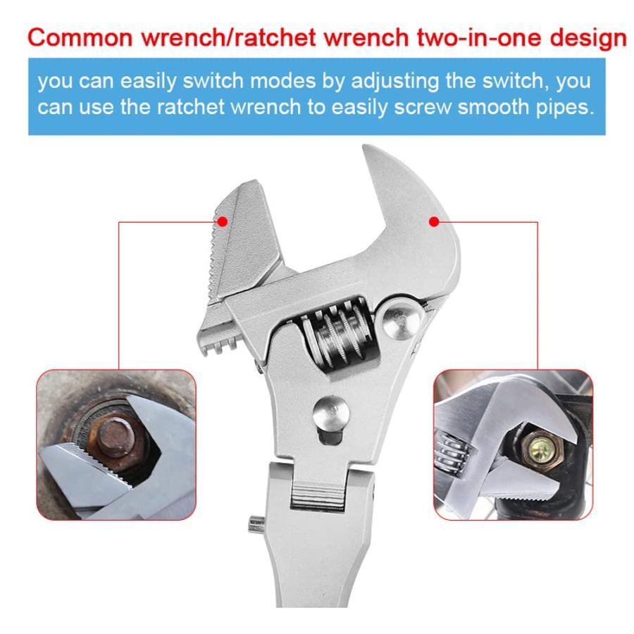 【全品5%ポイント】多機能格納式モンキーレンチ 家庭用メンテナンス 実用的なラチェットレンチ 180°ハンドル バスルーム エアコン 狭いスペース メンテ 3