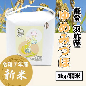 ≪いい道の駅 のと千里浜≫能登 羽咋市産 ゆめみづほ 精3kg【令和7年産 新米 能登 お取り寄せ】【送料無料ライン対象外】