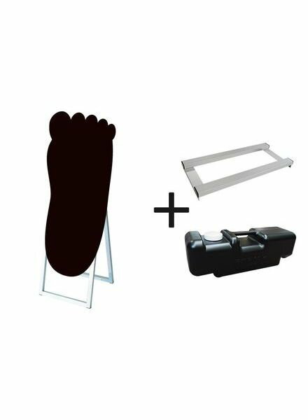 ポップルスタンド看板シルエット 45×90片面ブラック　足形 ウエイトアーム・水タンクセット PPSKSL45X90K-FOT-B-3SET