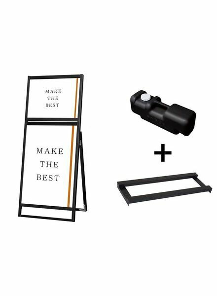 ブラックフラットオープンスタンド看板コンビA2A1片面 ウエイトアーム・水タンクセットBFOSKC-A2A1K-3S..