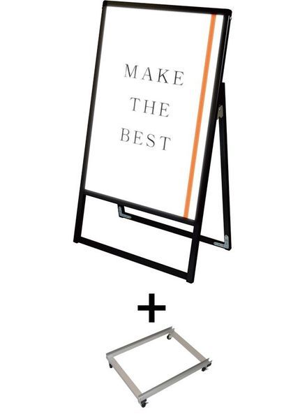 ブラックバリウススタンド看板LED A2片面 アームキャスターセット BVASKLED-A2K-KSET /【送料無料】【日本製】【頑丈】屋外看板 立て看板 スタンド看板 A型看板 店舗前看板 飲食 店舗 看板 薄型 おしゃれ 高級 片面 LED キャスター