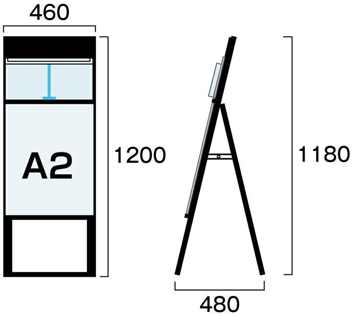 ブラックカタログケーススタンド看板 DタイプA2片面 BKCSKD-A2K / 【送料無料】【日本製】【頑丈】 看板 立て看板 スタンド看板 A型看板 店舗前看板 店舗看板 屋外看板 飲食 アパレル 美容院 ポスター用 カタログケース パンフレット チラシ A4 配布 両面 和風