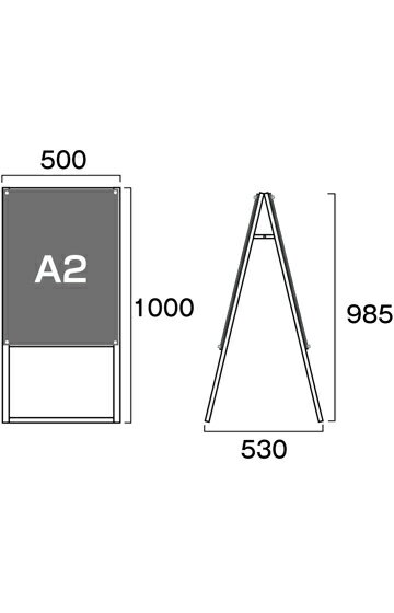 ポスター用スタンド看板A2両面ブラック　PSSK-A2RB / 【送料無料】【日本製】【頑丈】 A型看板 立て看板 スタンド看板 店舗前看板 屋外看板 ポスター入れ替え式 オシャレ パチンコ 飲食 美容院 両面