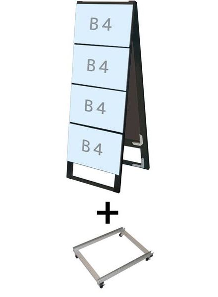 ブラックカードケーススタンド看板 B4横8両面 アームキャスターセット BCCSK-B4Y8R-KSET /【送料無料】【日本製】【頑丈】 看板 立て看板 スタンド看板 A型看板 店舗前看板 屋外看板 カードケース看板 カードケース差し替え式 メニュー看板 不動産 飲食 美容院 キャスター