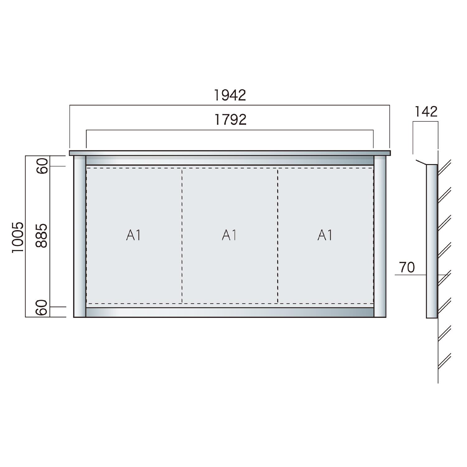 掲示板 アルミ掲示板 壁付看板 大型看板 ガラス 掲示板 屋外 SBD-1810壁付
