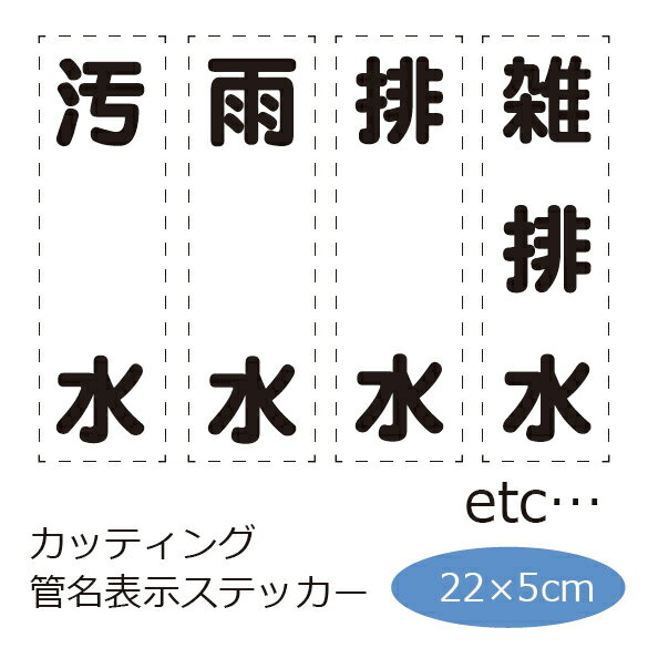 ユニット 配管識別表示 管名表示 配管 設備配管 ステッカー シール カッティング 22cm×5cm 汚水 雨水 排水 雑排水 工事用水 水道水 オ..