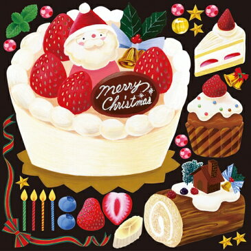 シール クリスマス ショートケーキ 装飾 デコレーションシール チョークアート 窓ガラス 黒板 看板 POP ステッカー （最低購入数量3枚〜）