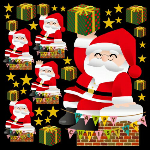 シール クリスマス サンタクロース ギフト 装飾 デコレーションシール チョークアート 窓ガラス 黒板 看板 POP ステッカー （最低購入数量3枚～）メーカー直送