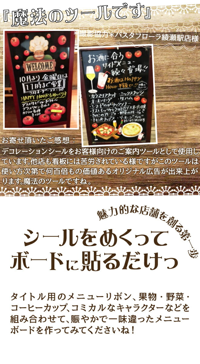 シール キャラクター コック シェフ Menu open オムレツ 洋食カフェ 装飾 デコレーションシール チョークアート 窓ガラス 黒板 看板 POP ステッカー 用