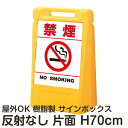 サインボックス「禁煙NOSMOKING」白色(区切りラインあり) 片面表示 反射なし 立て看板 樹脂スタンド看板 屋外対応 注水式 駐車場
