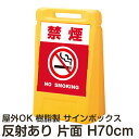 サインボックス「禁煙NOSMOKING」赤色 片面表示 反射あり 立て看板 樹脂スタンド看板 屋外対応 注水式 駐車場